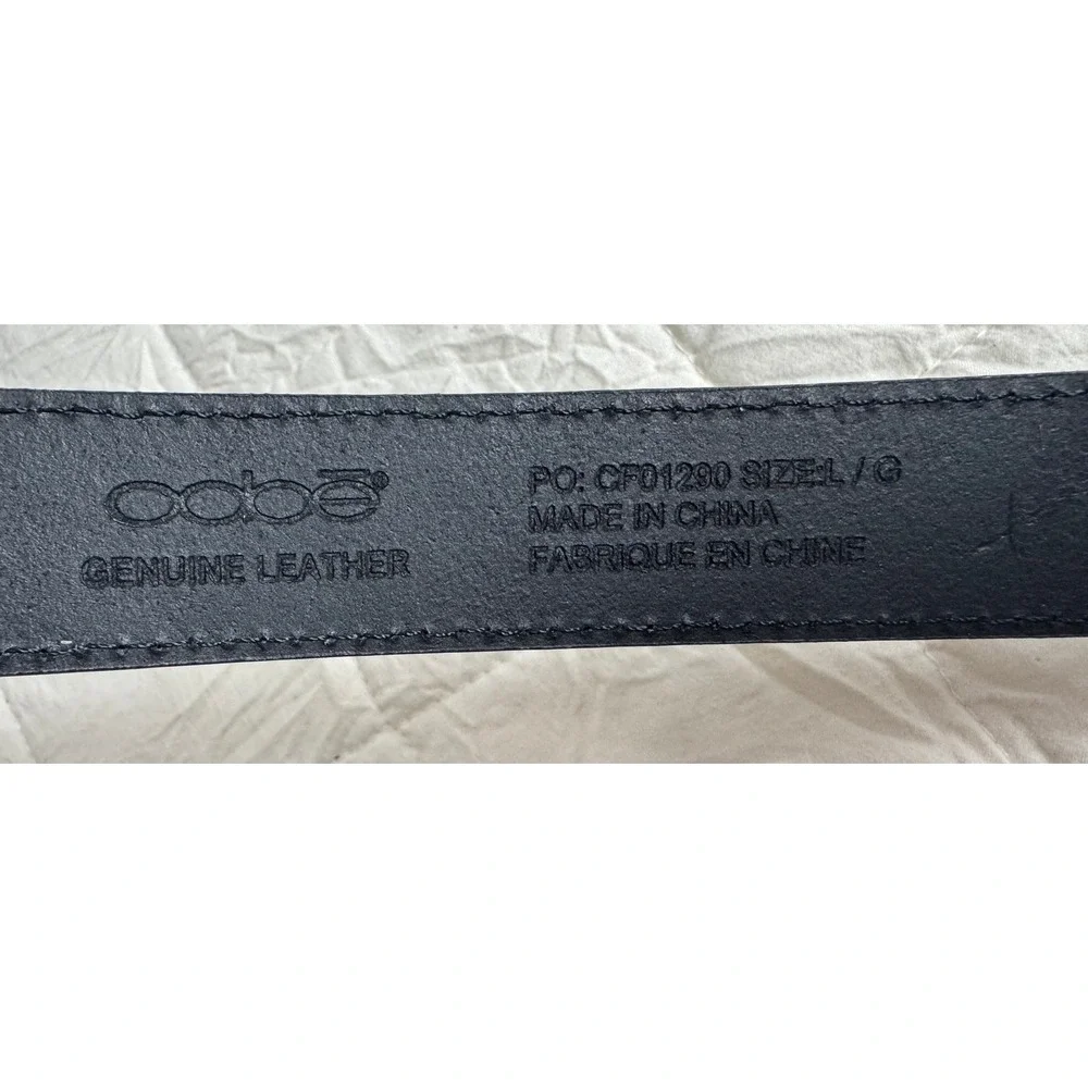 Oobe Barton Black Leather Belt Size Large Silver Buckle NEW